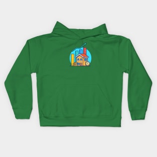 House With Gold Coin Statistic Cartoon Kids Hoodie